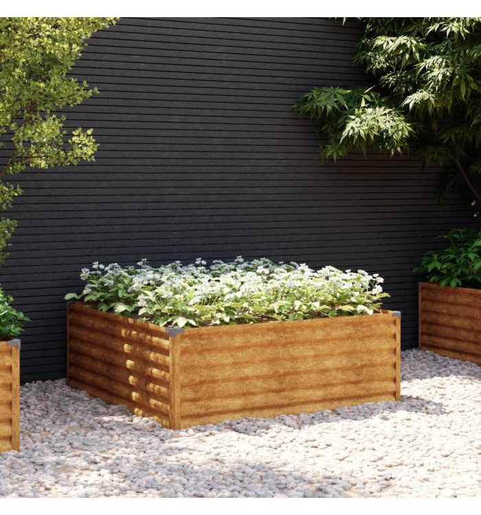 Lit surélevé de jardin 100x100x36 cm acier corten | Mobilier & Déco