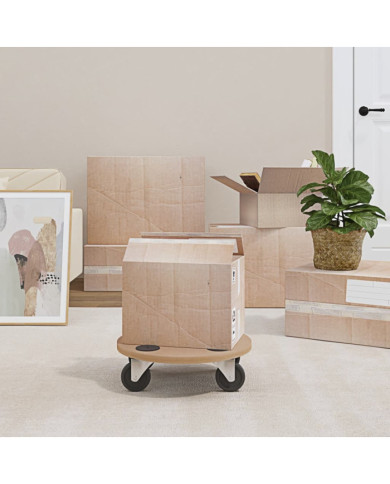 Chariots sur roulettes 6 pcs rond bois d'ingénierie | Mobilier & Déco