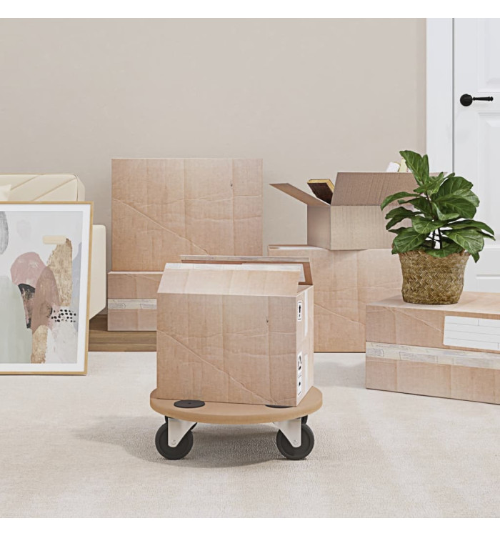 Chariots sur roulettes 6 pcs rond bois d'ingénierie | Mobilier & Déco