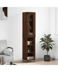 Buffet haut Chêne marron 34,5x34x180 cm Bois d'ingénierie | Mobilier & Déco