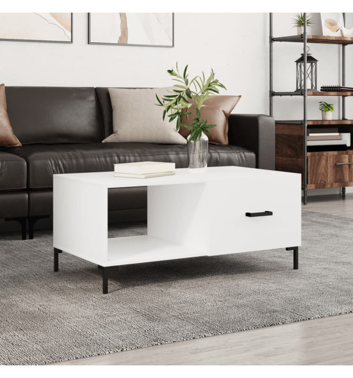 Table basse blanc 90x50x40 cm bois d'ingénierie | Mobilier & Déco