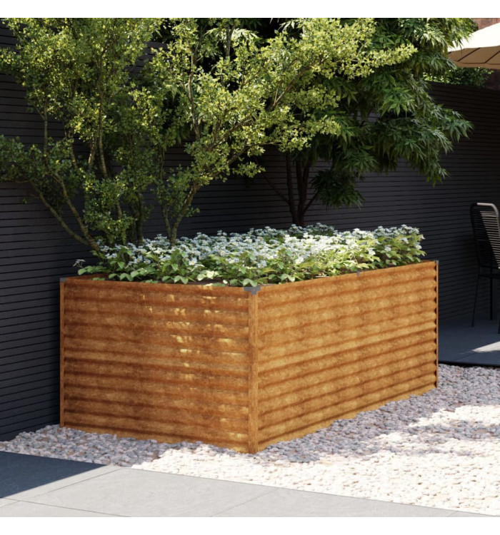 Lit surélevé de jardin 196x100x69 cm acier corten | Mobilier & Déco