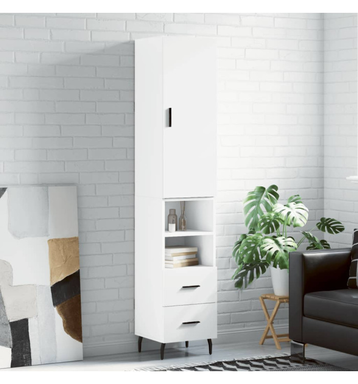 Buffet haut Blanc 34,5x34x180 cm Bois d'ingénierie | Mobilier & Déco