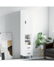 Buffet haut Blanc 34,5x34x180 cm Bois d'ingénierie | Mobilier & Déco