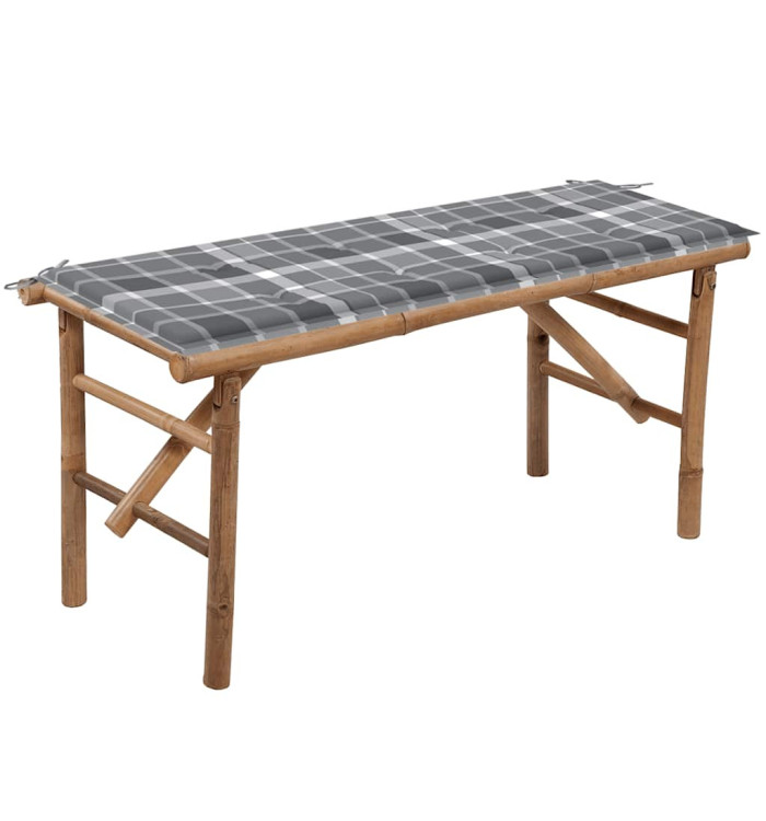 Banc de jardin pliable avec coussin 118 cm Bambou | Mobilier & Déco