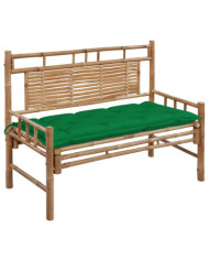 Banc de jardin avec coussin 120 cm Bambou | Mobilier & Déco