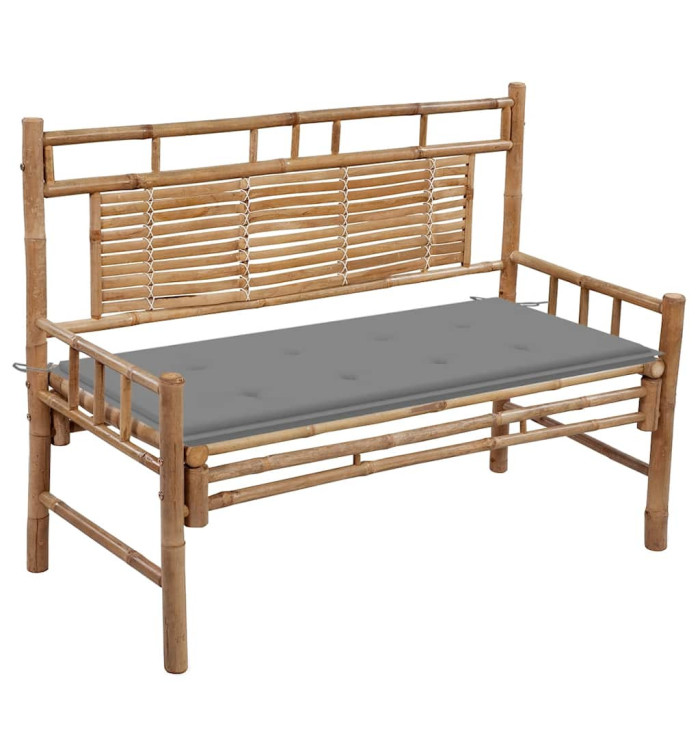 Banc de jardin avec coussin 120 cm Bambou | Mobilier & Déco