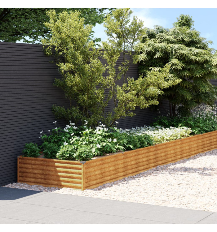 Lit surélevé de jardin 579 x 100 x 36 cm acier corten | Mobilier & Déco