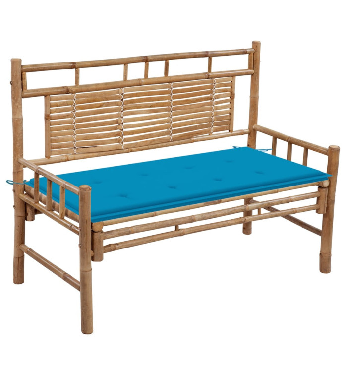 Banc de jardin avec coussin 120 cm Bambou | Mobilier & Déco