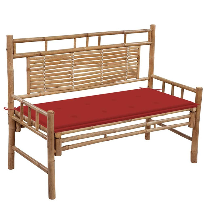 Banc de jardin avec coussin 120 cm Bambou | Mobilier & Déco