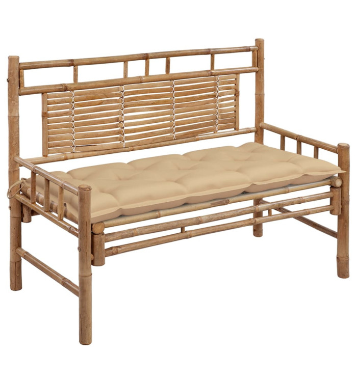 Banc de jardin avec coussin 120 cm Bambou | Mobilier & Déco