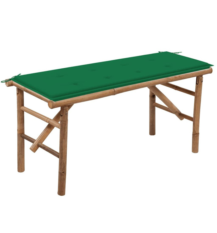 Banc de jardin pliable avec coussin 118 cm Bambou | Mobilier & Déco