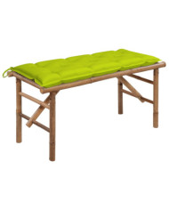 Banc de jardin pliable avec coussin 118 cm Bambou | Mobilier & Déco