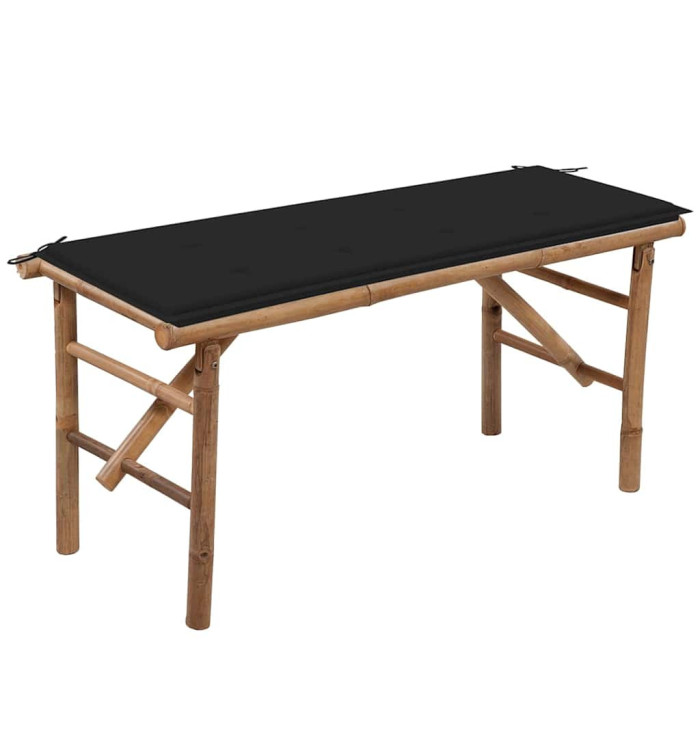 Banc de jardin pliable avec coussin 118 cm Bambou | Mobilier & Déco
