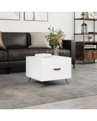 Table basse blanc brillant 50x50x40 cm bois d'ingénierie | Mobilier & Déco