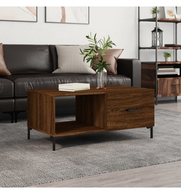Table basse chêne marron 90x50x40 cm bois d'ingénierie | Mobilier & Déco