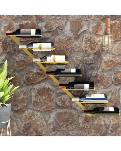 Casier à vin mural pour 7 bouteilles Doré Fer | Mobilier & Déco