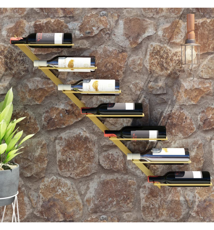 Casier à vin mural pour 7 bouteilles Doré Fer | Mobilier & Déco