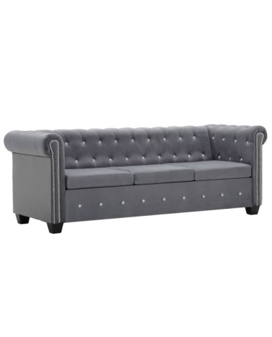 Canapé à 3 places Revêtement en velours 199 x 75 x 72 cm Gris | Mobilier & Déco