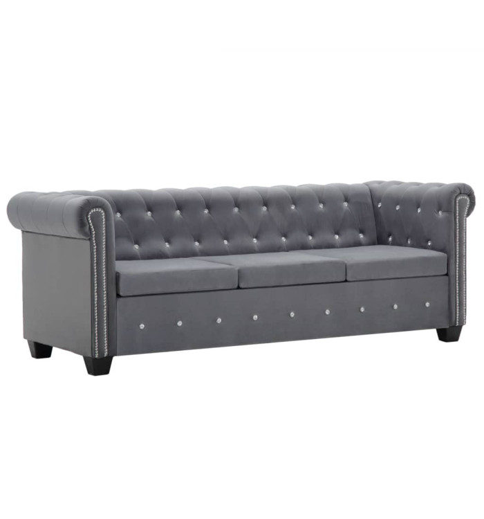 Canapé à 3 places Revêtement en velours 199 x 75 x 72 cm Gris | Mobilier & Déco