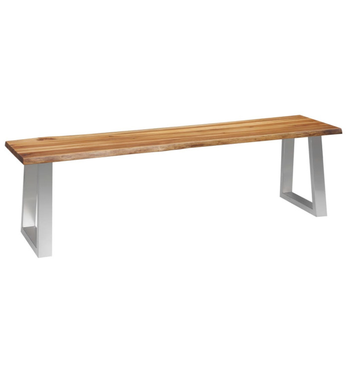 Banc 160 cm Bois d'acacia massif et acier inoxydable | Mobilier & Déco