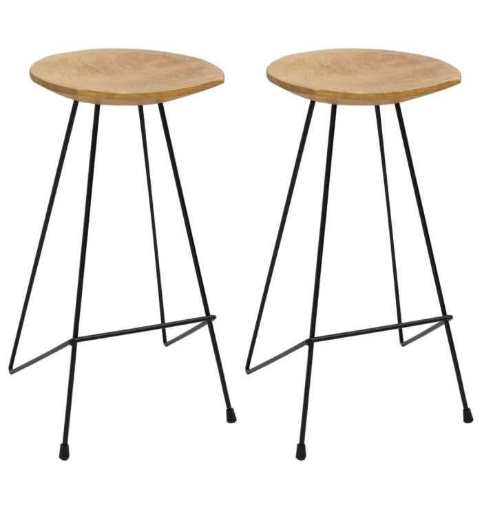 Tabourets de bar lot de 2 bois de teck massif | Mobilier & Déco