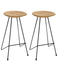 Tabourets de bar lot de 2 bois de teck massif | Mobilier & Déco