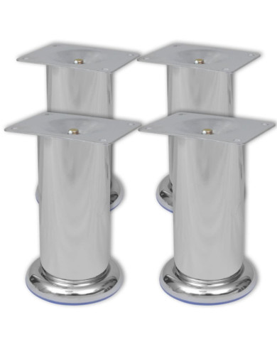 4 pieds ronds de canapé en Nickel brossé 120 mm | Mobilier & Déco
