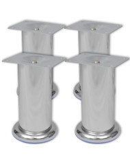 4 pieds ronds de canapé en Nickel brossé 120 mm | Mobilier & Déco