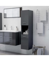 Armoire de salle de bain Gris brillant Bois d'ingénierie | Mobilier & Déco