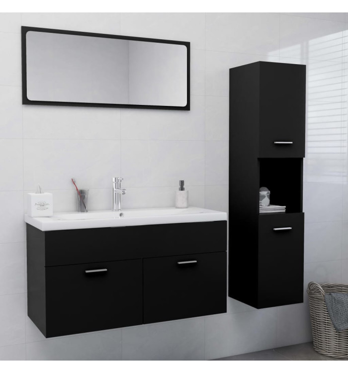 Ensemble de meubles de salle de bain Noir Aggloméré | Mobilier & Déco