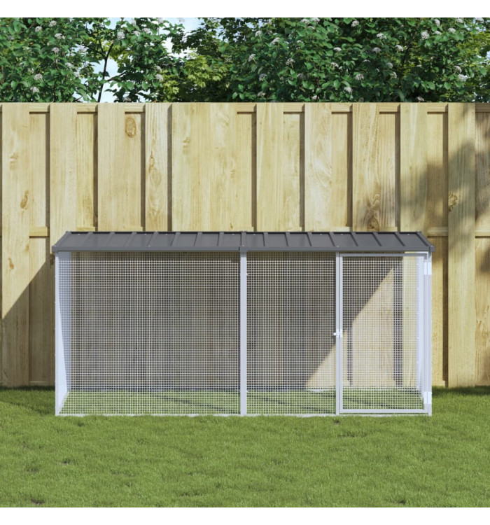 Poulailler avec toit anthracite 203x98x90 cm acier galvanisé | Mobilier & Déco