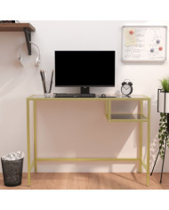 Bureau d'ordinateur Marbre noir 100x36x74 cm Verre trempé | Mobilier & Déco