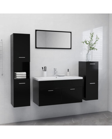 Ensemble de meubles de salle de bain Noir Aggloméré | Mobilier & Déco