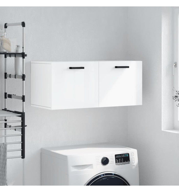 Armoire murale blanc brillant 80x36,5x35 cm bois d'ingénierie | Mobilier & Déco
