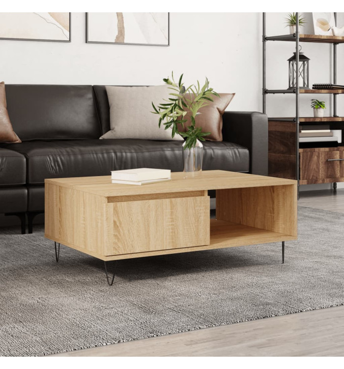 Table basse chêne sonoma 90x60x35 cm bois d'ingénierie | Mobilier & Déco