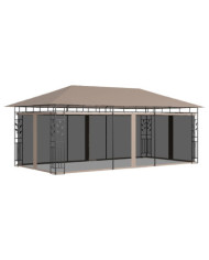 Belvédère avec moustiquaire 6x3x2,73 m Taupe 180 g/m² | Mobilier & Déco