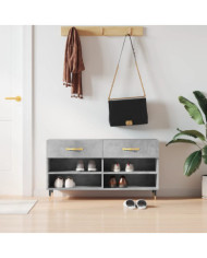 Banc à chaussures gris béton 102x35x55 cm bois d'ingénierie | Mobilier & Déco