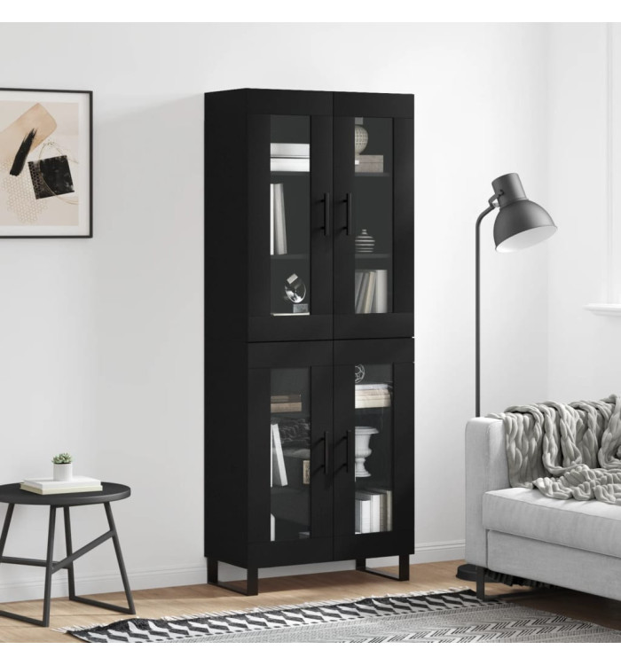 Buffet haut Noir 69,5x34x180 cm Bois d'ingénierie | Mobilier & Déco
