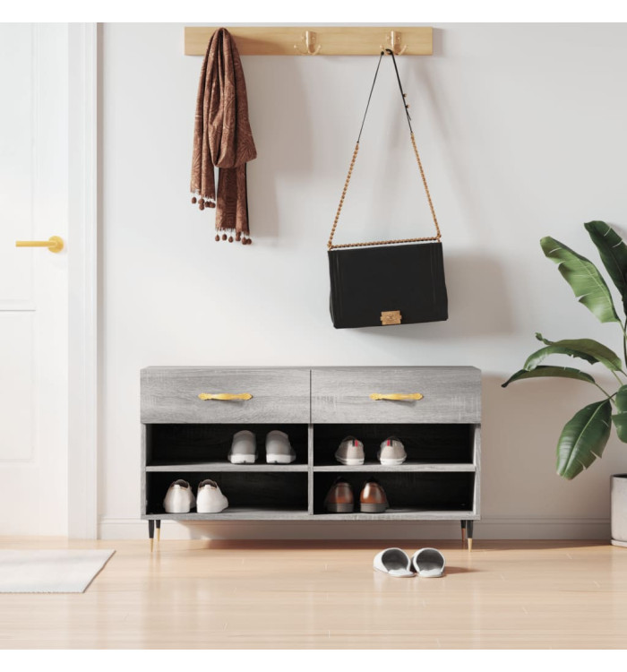 Banc à chaussures sonoma gris 102x35x55 cm bois d'ingénierie | Mobilier & Déco