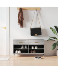 Banc à chaussures sonoma gris 102x35x55 cm bois d'ingénierie | Mobilier & Déco