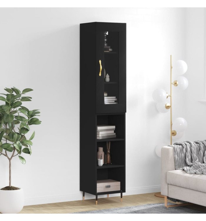 Buffet haut Noir 34,5x34x180 cm Bois d'ingénierie | Mobilier & Déco