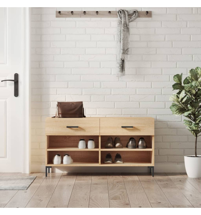 Banc à chaussures chêne sonoma 102x35x55 cm bois d'ingénierie | Mobilier & Déco
