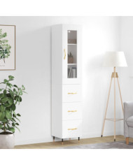 Buffet haut Blanc 34,5x34x180 cm Bois d'ingénierie | Mobilier & Déco