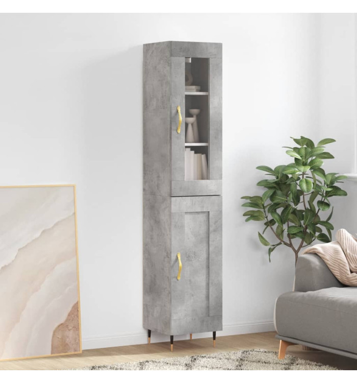 Buffet haut Gris béton 34,5x34x180 cm Bois d'ingénierie | Mobilier & Déco