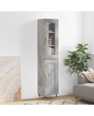 Buffet haut Gris béton 34,5x34x180 cm Bois d'ingénierie | Mobilier & Déco