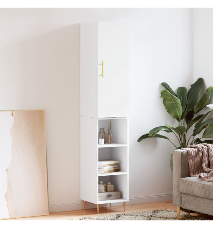 Buffet haut Blanc 34,5x34x180 cm Bois d'ingénierie | Mobilier & Déco