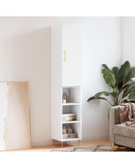 Buffet haut Blanc 34,5x34x180 cm Bois d'ingénierie | Mobilier & Déco
