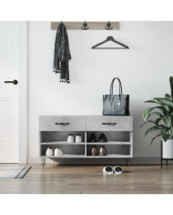 Banc à chaussures gris béton 102x35x55 cm bois d'ingénierie | Mobilier & Déco