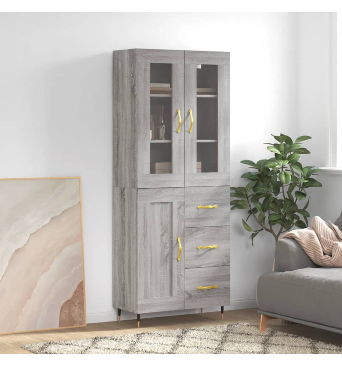 Buffet haut Sonoma gris 69,5x34x180 cm Bois d'ingénierie | Mobilier & Déco